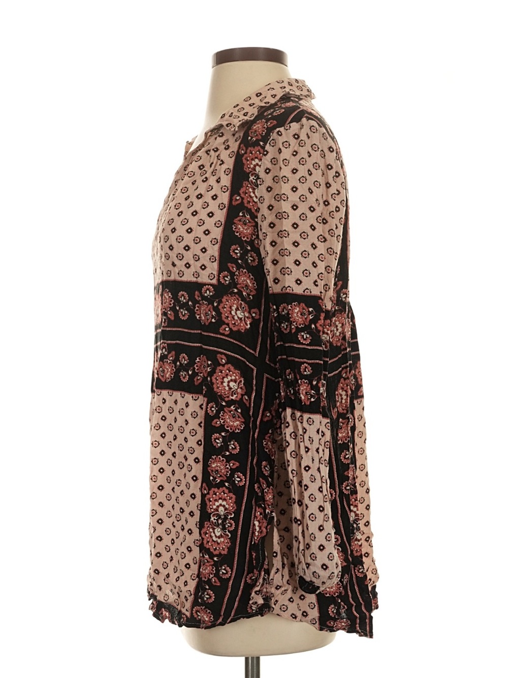 Free People “Changing Times” Boho Mixed Floral Print Ruffle Long Sleeve Tunic• S - Picture 13 of 15
